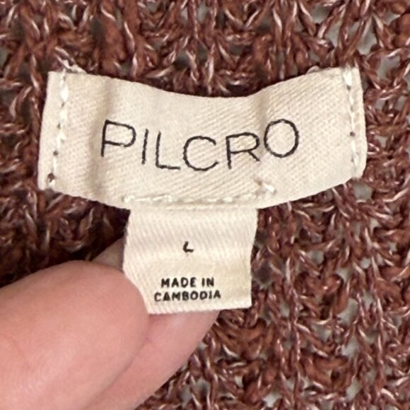 Pilcro Rust/Clay Loose Knit V-Neck Sweater, L - Picture 8 of 9